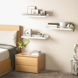 RYOFOBETTO Floating Shelves for Wall Decor, White and Grey Shelves for Bathroom, Living Room, Bedroom, Picture Frames, Plants, Kitchen (Set of 3) RYOFOBETTO