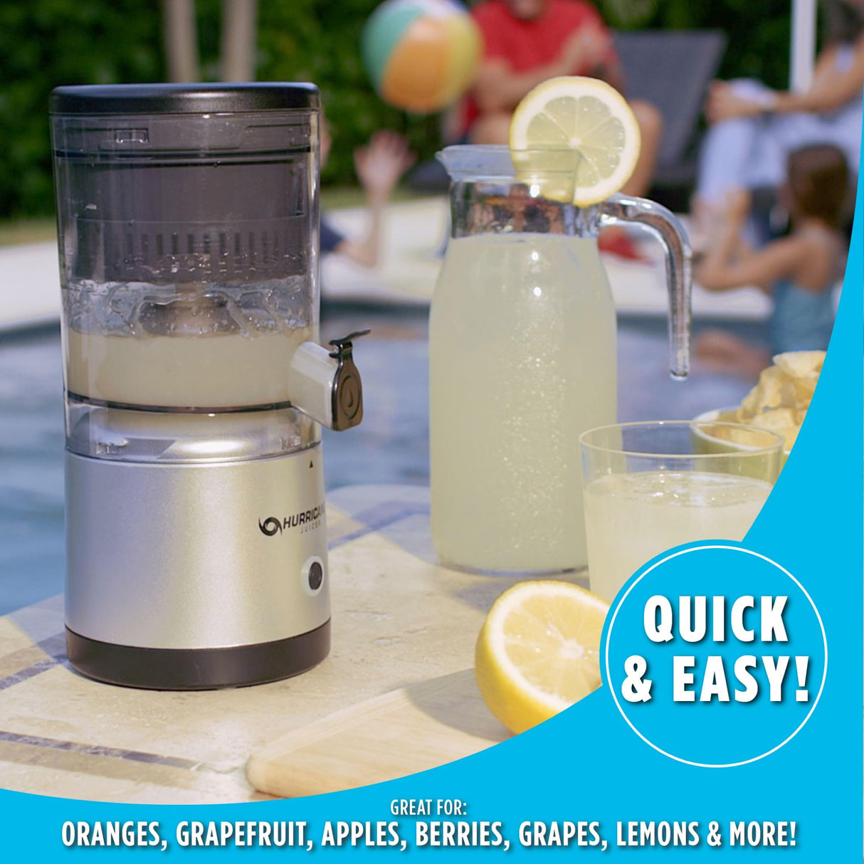 Hurricane Juicer, Powerful Cordless Juice Extractor Machine, Compact Design Fruit Juicer with Dishwasher-Safe Parts, Rechargeable 500 RPM Electric Juicer for Oranges, Berries & More Ontel