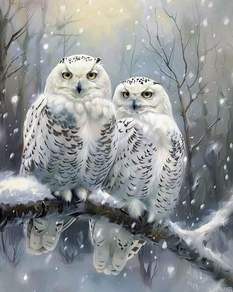 LAENAKR Owl Paint by Numbers Kit for Adults Winter Paint by Numbers, DIY Hobbies for Women Adult Crafts Canvas Paintings with 3 Brushes and Accessoriess, Home Wall Decor Gifts 16x20in Without Frame LAENAKR