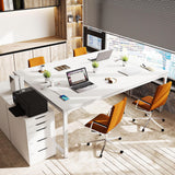 Coleshome 71 Inch Computer Desk with USB Ports, Large Office Desk, Long Study Student Writing Desk, White Coleshome