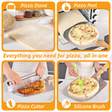 Pizza Stone 5 PCS Set, 15 x 12" Large Rectangle Pizza Stone Set for Oven with Metal Pizza Peels & Cutter Rocker, 0.6'' Thickened Stone Pizza Pan, Grill Baking Stone for Outdoor Grill for Pizza, Bread GOFOWRK