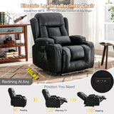 IPKIG Power Recliner Chair with Led Light - Faux Leather Overstuffed Home Theater Recliner w/Massage Heat/Lumbar Pillow/USB Port/Cup Holders/Side Pockets, Movie Gaming Reclining Chair (2 Sets, Black) IPKIG