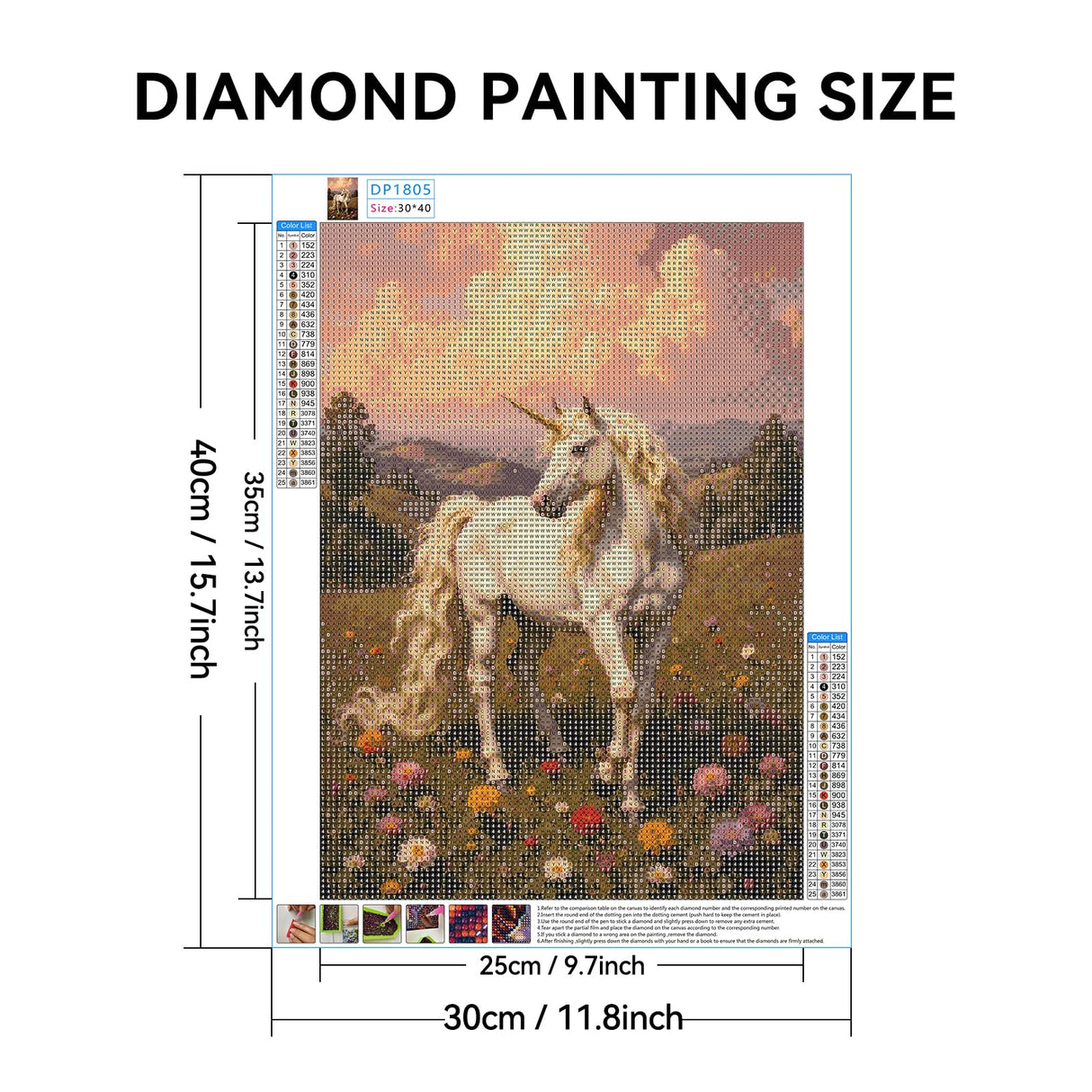 PRSTINCOL Diamond Art Kits for Adults,12x16 Inch DIY Paint by Numbers Kit for Adults,5d DIY Full Drill Round Gem Art Crafts Paintings for Home Wall Decor(Unicorn) PRSTINCOL
