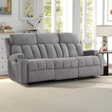 CANMOV Manual Fabric Reclining 3 Seat Sofa Couch with 2 Cup Holders, 3 Seater Recliner Sofa Couch with Armrest and Pockets for Living Room, Bedroom Furniture, Gray CANMOV