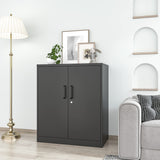 AFAIF Metal Storage Cabinets with Locking Doors&2 Adjustable Shelves, Lockable Steel Office Cabinet, Black Counter Cabinet Small Locking Cabinet Locked Tool Cabinet for Home, Office, Garage, Hallway AFAIF
