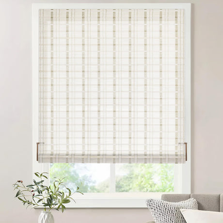 LazBlinds No Tools No Drill Bamboo Roller Shades, Cordless Bamboo Blinds, Light Filtering Roll Up Blinds for Windows, French Door, Porch or Patio, 23'' W x 64'' H, Whitewash B LazBlinds