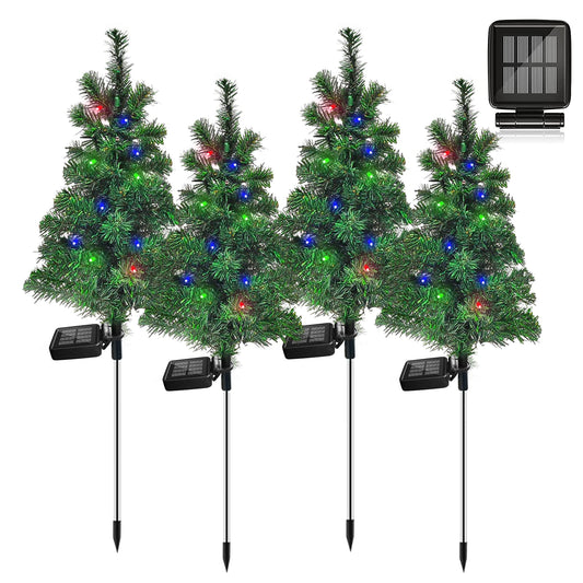 Solar Christmas Tree Garden Stake Lights Waterproof Christmas Decorations Tree Lights Outdoor Xmas Tree Light Christmas décor Pathway Lights Patio Yard (Color, 2pcs