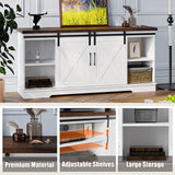 IDEALHOUSE Farmhouse TV Stand, Entertainment Center for 65 Inch TV Media Console Table, White Barn Door TV Stand with Storage and Shelves, Modern TV Console Cabinet Furniture for Living Room IDEALHOUSE