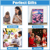 DPHERO Mount Fuji Diamond Painting Kits for Beginners Adults,5D DIY Cherry Blossoms Diamond Art Kits,Round Full Drill Sunset Gem Art Crafts Kits,DIY Painting by Numbers for Home Wall Decor 12x16 inch DPHERO