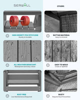 SERWALL Outdoor HDPE Dining Table Set, 7-Piece Outdoor Dining Table Sets with Umbrella Hole Cut-Out Table and 6 Chairs, Gray SERWALL