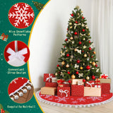 EverMerry Christmas Tree Skirt, 36 Inch Red Large Xmas Tree Skirt, Christmas Tree Skirts with White Snowflake Printed & Pom Pom Edge, Indoor Outdoor Christmas Ornaments, New Year, Holiday Decorations EverMerry