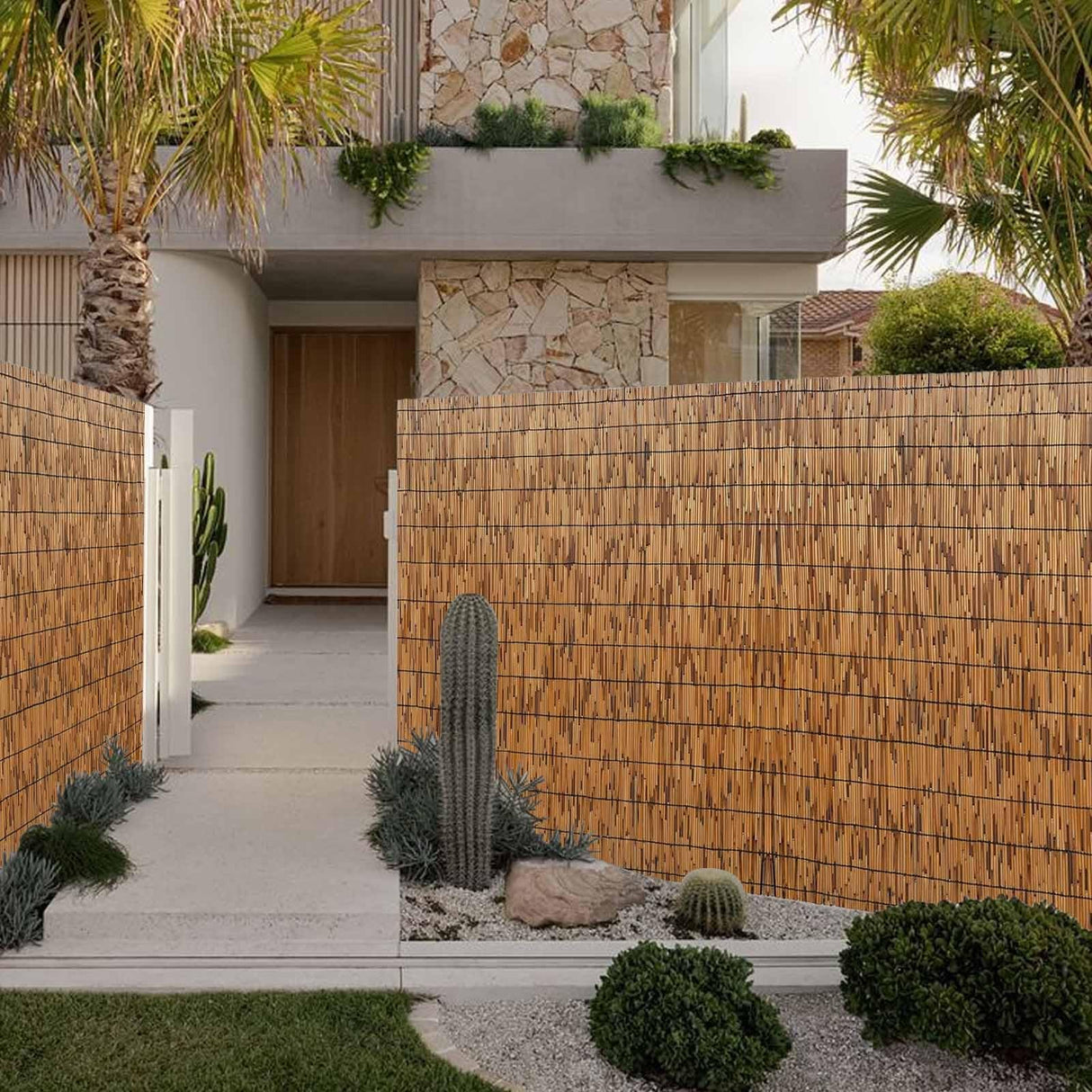 Natural Reedhead Roller Bamboo Fencing 2x10ft 3x13ft 4x16ft 5x20ft 6x23ft Outdoor Privacy Fence Breathable Garden Fencing for Balcony Backyard Patio Fencing Divider Decors Fence Roll ZGDXPLA