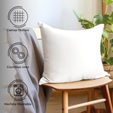 Cotton Canvas Throw Pillow Covers by Encasa Pack of 2 White 12"x12" No Insert with Hidden Zipper | Decorative Cushion Covers for Fall, Halloween, Thanksgiving, Christmas Encasa XO
