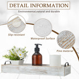 2 Pack Rustic Wooden Serving Trays Rustic Wooden Long Serving Trays with Handle Rectangular Ottoman Tray for Home Room Coffee Table Farmhouse Serving Decoration (Whitewashed) Maitys