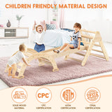 Pikler Triangle Set for Baby Climbing Toys 7 in 1 Foldable Wooden Montessori Climbing Set Indoor Playground for Kid with Arch-Ramp-Ladder Indoor Jungle Gyms for 1-3 Toddlers Fostoy