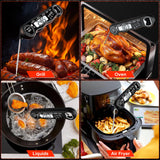 Instant Read Meat Thermometer Digital for Cooking and Grilling, Kitchen Food Thermometer with Foldable Probe Large Backlight Screen & Calibration for BBQ, Smoker, Air Fryer, Oil Fry, Turkey, Beef kejector