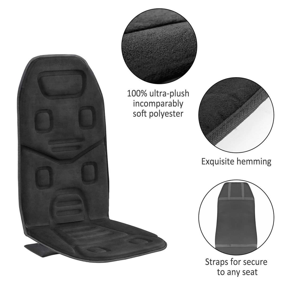 COMFIER Massage Seat Cushion with Heat,10 Vibration Motors Seat Warmer, Back Massager for Chair, Massage Chair Pad for Back,Valentines Day Gifts for Him Her,Black COMFIER
