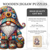 Hlison Wooden Jigsaw Puzzles, Gnome Wooden Puzzles for Adults with Unique Shape, Medium 10.3"x11.8" Wooden Puzzles with Exquisite Wooden Box Packaging Hlison