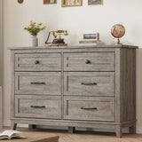 GarveeHome 6 Dresser for Bedroom, 47 in Wide Drawer Dresser with Storage Freestanding, Wooden Closet Storage Chest for Living Room, Bedroom, Entryway, Grey GarveeHome