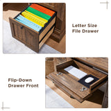 OKD 60" Executive Desk with Drawers, Farmhouse Home Office Desk with Charging Station, Keyboard Tray, File Cabinet Storage, Wood Computer Desk for Work and Study, Reclaimed Barnwood OKD