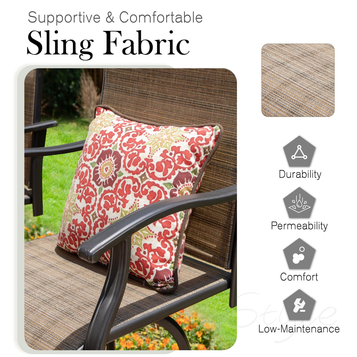 Sophia & William Outdoor Bar Set, Patio Bar Table and Chairs Set, Bar Height Patio Set - 6 x Swivel Bar Chairs(Brown), 1 x Rectangular Bar Table(Black) Sophia & William