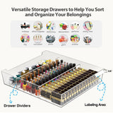 WOPITUES Plastic Storage Drawer Cart, Makeup Organizer and Storage with 10 Large Clear Drawers, Utility Wooden Rolling Cart on Wheels, for Cosmetic, Art Craft, Parts, Office Supplies, Toy, White WOPITUES