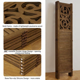 Svimi Folding Room Divider, 5.6Ft 6 Panels Wood Carved Privacy Screens, Free Assembled Freestanding Portable Reversible Functional Decorative Partition for Home Office Restaurant Bedroom (Brown) Svimi