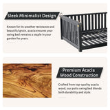 Wooden Porch Swing 2-Seater, Patio Swing Bed with Ropes and Safe Sloped Design, Outside Patio Swing for Backyard, Poolside (Gray) BEDGJH