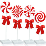 Christmas Wood Tabletop Decor Candy Standing Wooden Table Sign Red Christmas Tiered Tray Decor Rustic Christmas Candy Centerpieces for Xmas Holiday Party Home Kitchen Decor, 4 Pcs Augisteen