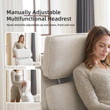 Rhevoy Oversized Power Recliner Chair, 26" Extra Wide Swivel Rocker Recliner with Adjustable Headrest, Chenille Glider Rocking Nursery Chair with Overstuffed Armrest, USB Ports, White Rhevoy