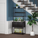 Herture 20-29 Gallon Fish Tank Stand, Aquarium Stand with 2 Shelves and Cabinet Accessories Storage, for 20 Gallon Long Aquarium, Metal Frame 32.28" L*16.53" W PG03YGB Herture