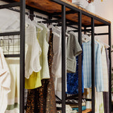 IRONCK Garment Racks with Shelves 4 Drawers and 8 Hooks Heavy Duty Closet Organizer for Hanging Clothes, Freestanding Closet Wardrobe Rack, Vintage Brown IRONCK