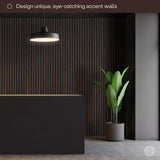 SLATPANEL Two Acoustic Wood Wall Veneer Slat Panels - Smoked Oak | 94.49” x 12.6” Each | Soundproof Paneling | Interior Sound Absorption Decor | Luxury Wood Veneer Panel | 0.78” Depth Slatpanel
