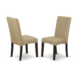 East West Furniture PFDR9-CAP-03 9 Piece Dining Set Includes a Square Dining Room Table with Butterfly Leaf and 8 Brown Linen Fabric Upholstered Parson Chairs, 54x54 Inch, Cappuccino East West Furniture