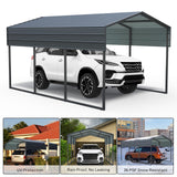 Outvita Heavy Duty Metal Carport, 10x15FT, Gray, Vehicle Protection, Outdoor Gatherings Outvita
