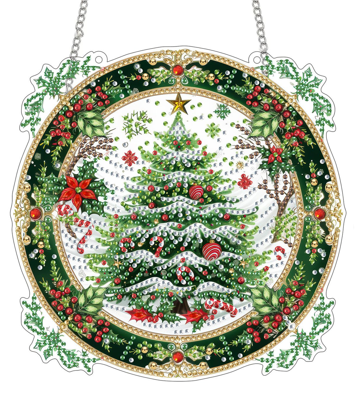 SKRYUIE Hanging Diamond Art Kits for Adults Christmas, DIY Window Pendant Diamond Painting Kit Sun Catcher, Special Shaped Crystal Acrylic Double Sided, Porch Outdoor Garden Ornaments 7.88 x 7.88 Inch SKRYUIE