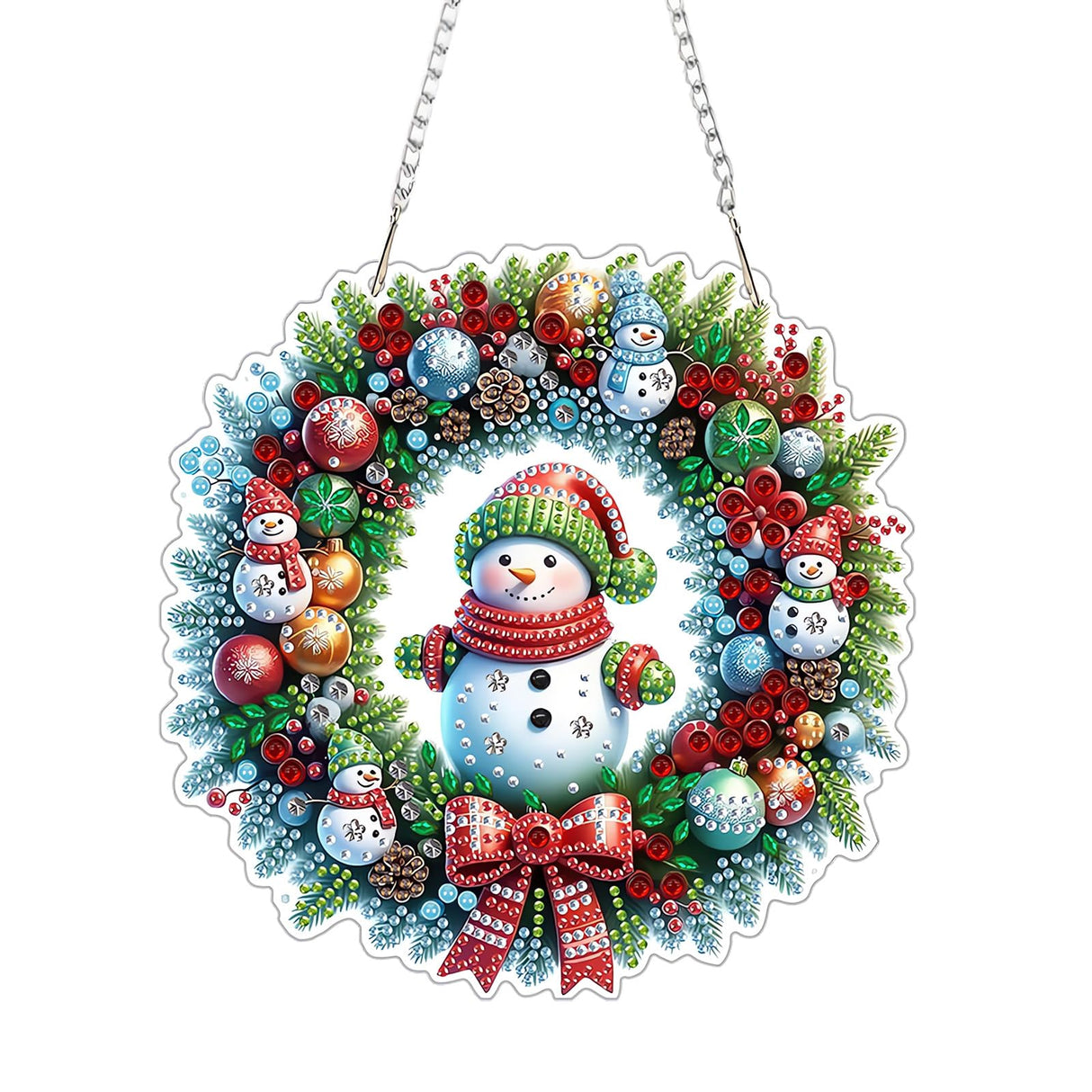 EIBEILI Christmas Wreath Hanging Diamond Art Painting Kits for Adults Beginners, 5D Special Shape Diamond Art Kits Snowman, Crystal Gem Painting Arts and Crafts for Double-Sided EIBEILI