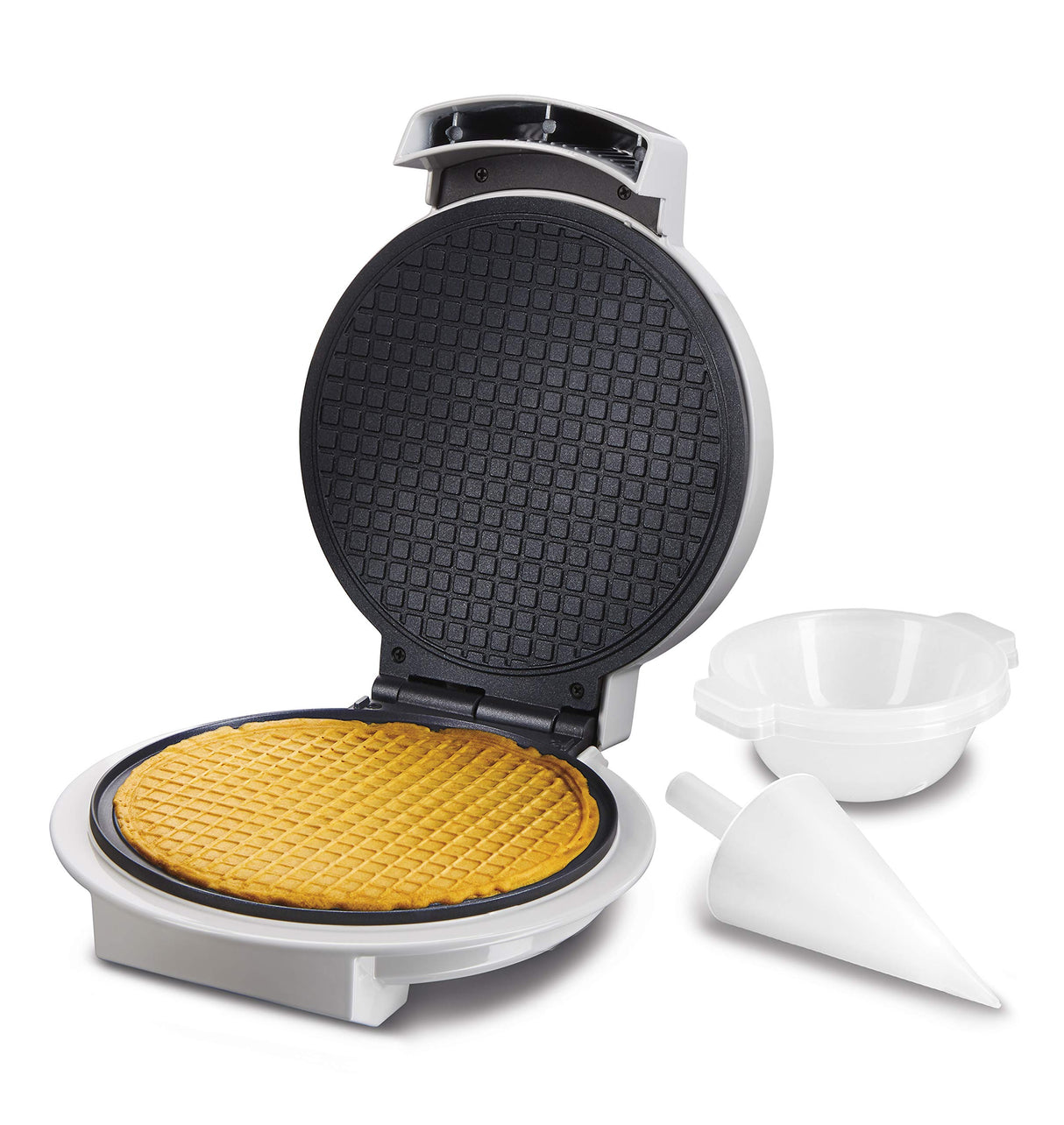 Proctor Silex Waffle Cone and Ice Cream Bowl Maker with Browning Control, Shaper Roller and Cup Press, 7.5” Nonstick Plates, White (26410) Proctor Silex