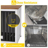 Aivituvin Dog Crate Furniture Foldable Side End Table Expandable Solid Wood Dog Kennel with 360° Rotatable Dog Bowls Indoor Cage, No Assembly Needed (Right Door) Aivituvin