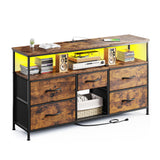 EnHomee TV Stand Dresser for Bedroom with 5 Drawer,Entertainment Center for 50 inch Television, Media Console Table with Storage, Open Shelf, Living Room,Rustic Brown EnHomee