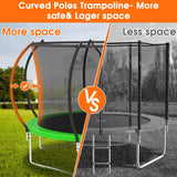 KOFUN 1500LBS 10 12 14 16 FT Tranpoline for Kids and Adults,【Curved Poles Larger Room】 Tranpolines Outdoor with Net, Ladder, Basketball Hoop, ASTM Approval- Easy to Assemble Recreational Tranpoline KOFUN