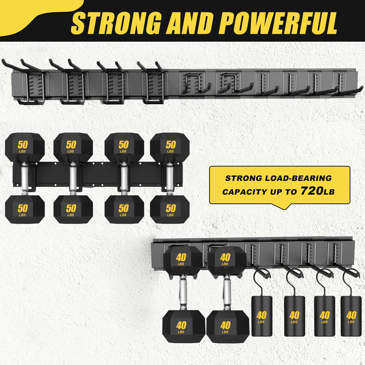 SAMRELAX 64'' Garage Tool Organizer Wall Mount, 18 PCS Adjustable Garden Tool Hanger Rack, Garage Hooks Heavy Duty, Shovel Holder Wall Mount, Storage Hooks for Hanging in Garage SAMRELAX