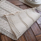 Alynsehom Macrame Table Runner Cream Beige Boho Table Runners with Tassels Hand Woven Cotton Table Runner Rustic Farmhouse Table Runners for Bohemian Kitchen Dining Table(12x71in) Alynsehom