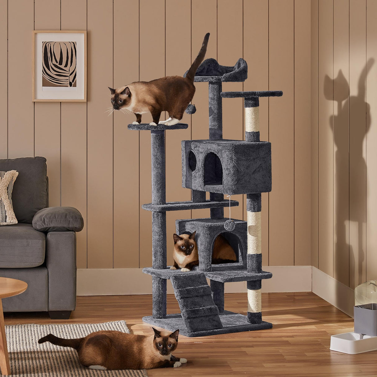 Yaheetech 54in Cat Tree Tower Condo Furniture Scratch Post for Kittens Pet House Play Yaheetech
