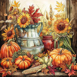 Fall Diamond Painting Kits for Adults Beginners, 5D DIY Diamond Art Kit, Full Round Drill Gem Crafts, Pumpkin Sunflower Diamonds Dot Paint with Numbers Mosaic Arts Craft, Home Decor 11.8x11.8Inch wavaiov