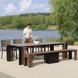 Transformer Table Outdoor Patio Furniture Set for 4 to 12, Expandable Outdoor Table and Chairs Set of 4 with Dining Bench, Weather Resistant Extendable Patio Table with Chairs & Bench Transformer Table