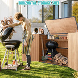 Outdoor Storage Cabinet,Wooden Garden Shed with Metal Frame Structure and Adjustable Shelf,33.3 Cu Ft Horizontal Waterproof Patio Tools Storage Box for Sofa Cushion, Lawn Mower and Garbage Cans Suumerpety