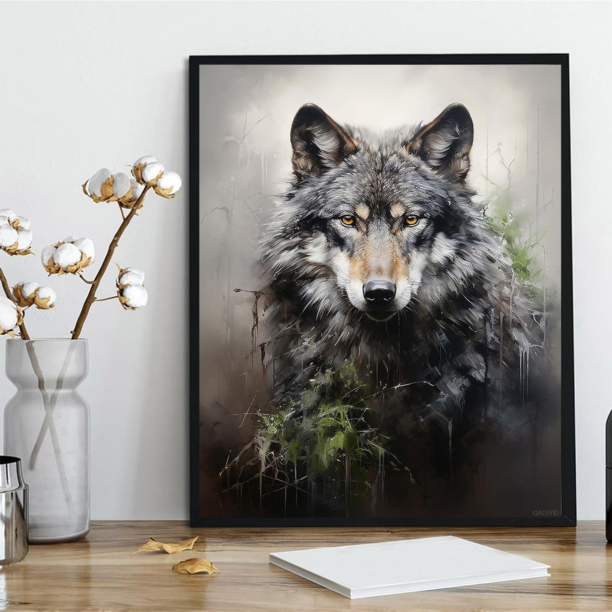 QACEYID Paint by Numbers Wolf for Adults, Acrylic Oil Painting by Numbers Kits for Beginner with Paintbrushes Brushes Paintwork Art Canvas for Home Decor 16x20 inch / 40x50 cm QACEYID