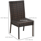 Outsunny 4 PE Rattan Outdoor Dining Chairs with Cushions, Patio Wicker Dining Chairs with Backrests for Porch, Deck, Garden, Brown Outsunny