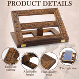 Adjustable Wooden Bible Stand Carved Bible Holder Missal Stand Book Display for Reading Folding Religious Prayer Wooden Holy Book Holder 12.99 x 10.04 Inches DoubleFill